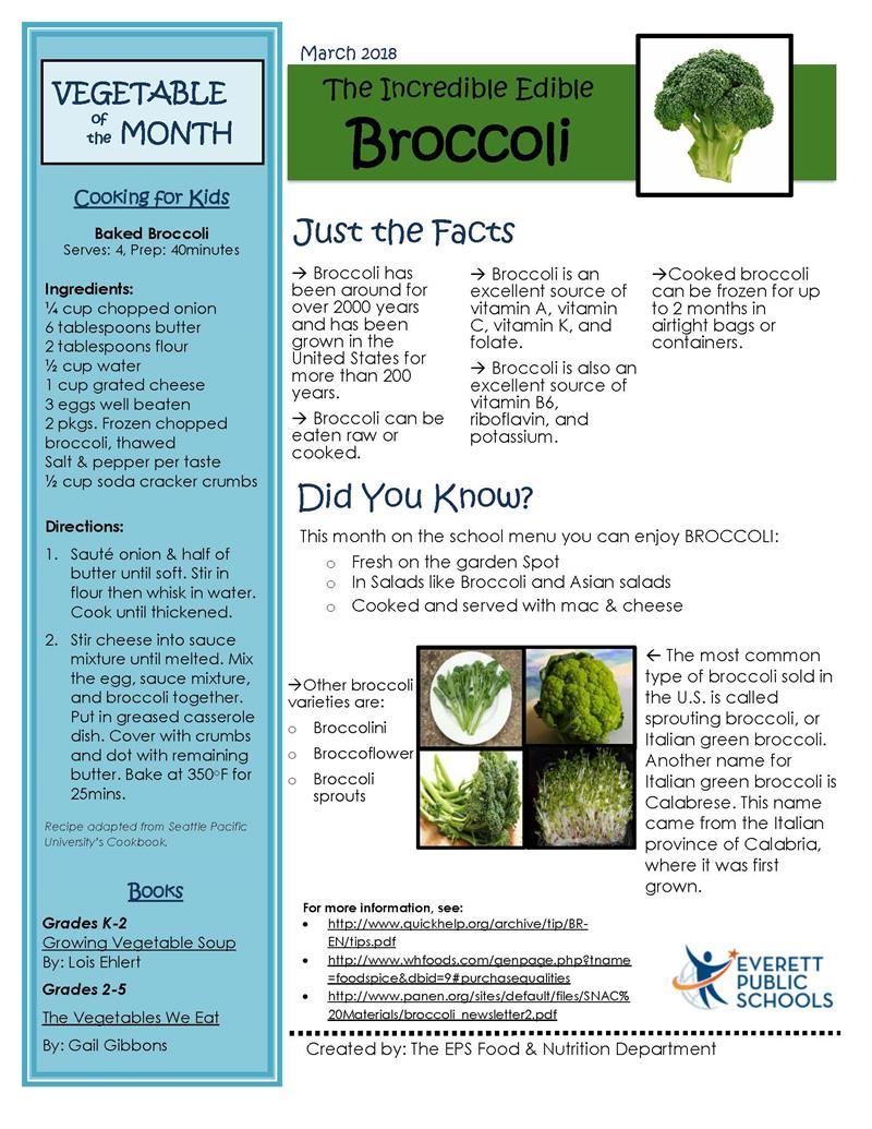 Harvest of the Month Flyer for Broccoli 